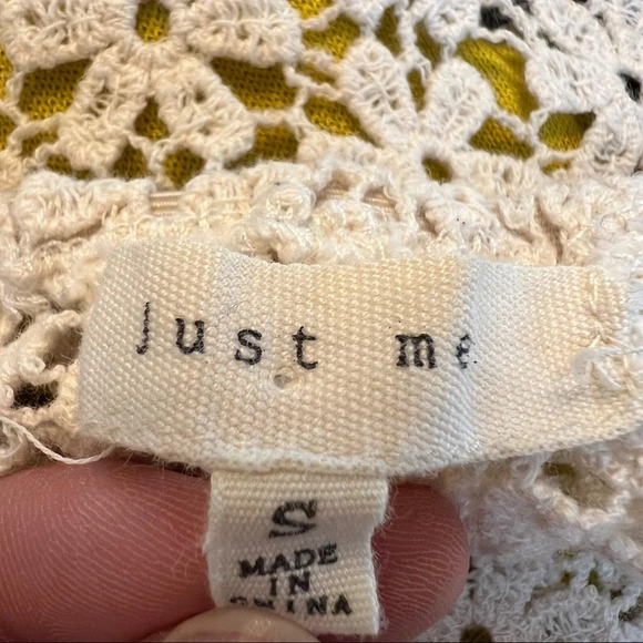 Just Me crochet and lace knit mesh tank/cami top, sz S - Picture 8 of 9